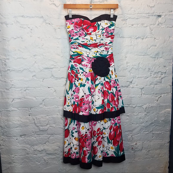 Fun 80s Semi-Formal Floral Dress - Picture 2 of 8